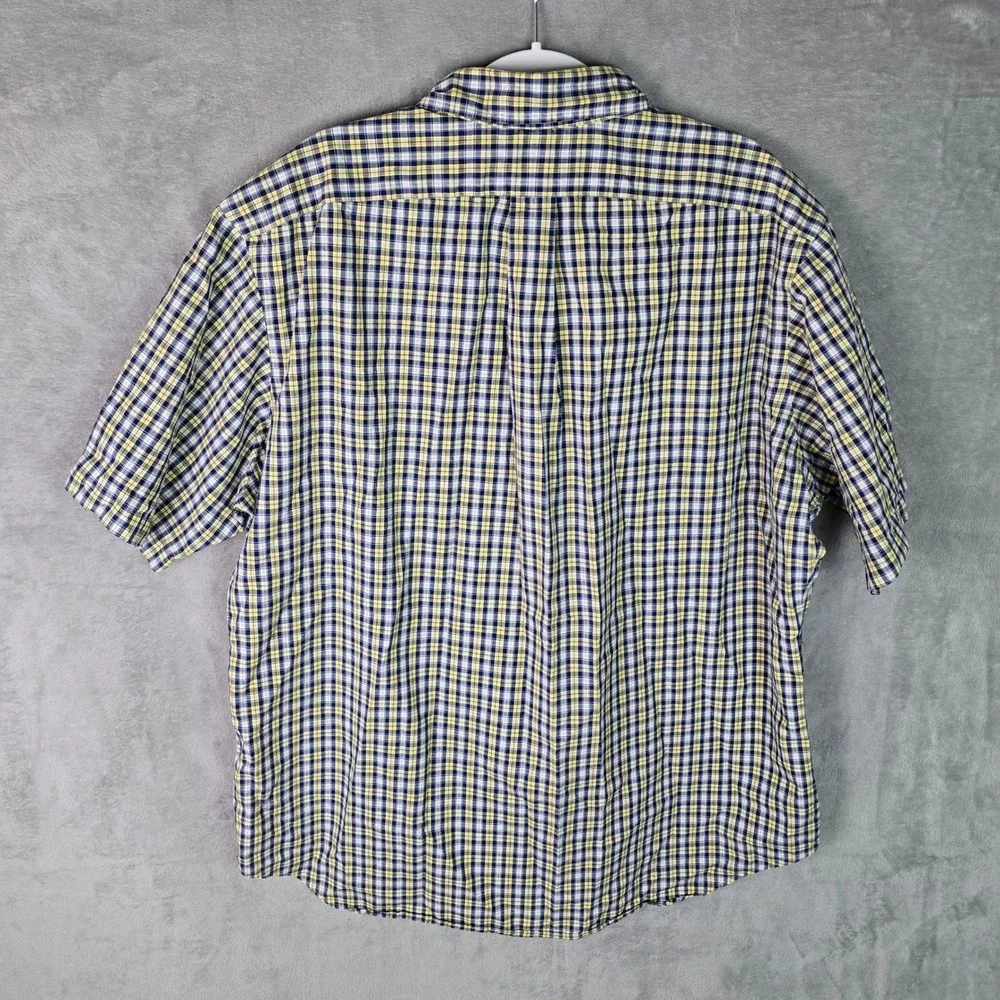 Polo Ralph Lauren Men XL Classic Fit Short Sleeve Plaid Button Down Shirt Yellow